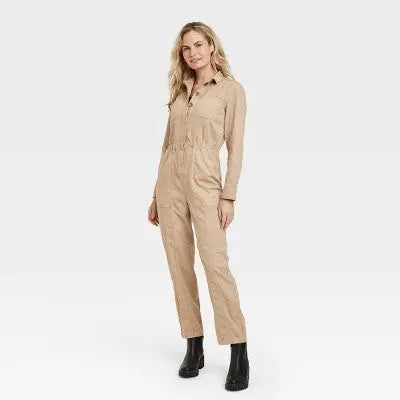 New - Universal Thread Women's Long Sleeve Button Down Coveralls Jumpsuits Universal ThreadBullseye Deals