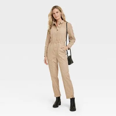 New - Universal Thread Women's Long Sleeve Button Down Coveralls Jumpsuits Universal ThreadBullseye Deals