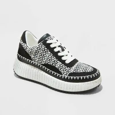 New - Universal Thread Women's Low Top Lace-Up Sneakers Memory Foam Insole Woven Universal ThreadBullseye Deals