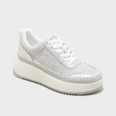 New - Universal Thread Women's Low Top Lace-Up Sneakers Memory Foam Insole Woven Universal ThreadBullseye Deals
