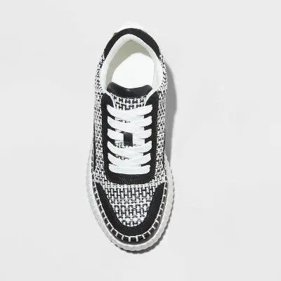 New - Universal Thread Women's Low Top Lace-Up Sneakers Memory Foam Insole Woven Universal ThreadBullseye Deals