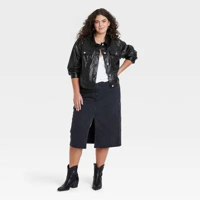 New - Universal Thread Women's Plus Button Up Faux Leather Moto Jacket Universal ThreadBullseye Deals