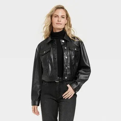 New - Universal Thread Women's Plus Button Up Faux Leather Moto Jacket Universal ThreadBullseye Deals