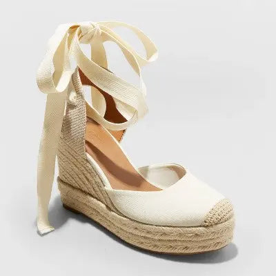 New - Universal Thread Women's Wedge Espadrilles High Heel Wrap Lace Up Sandals Universal ThreadBullseye Deals