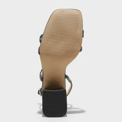 New - Wild Fable Women's Chunky Block Heel Sandals Faux Leather Ankle Strap Wild FableBullseye Deals