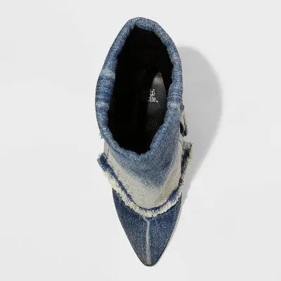 New - Wild Fable Women's Denim Jeans High Heel Boots Mid-Calf Pointy Toe Memory Foam Wild FableBullseye Deals