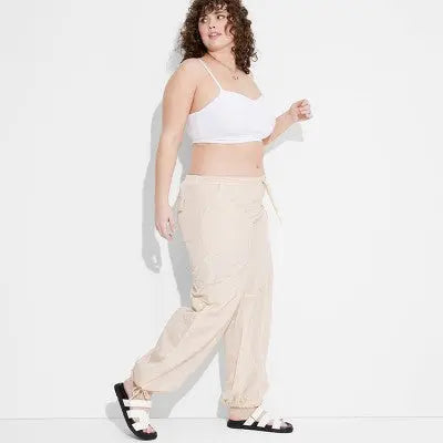 New - Wild Fable Women's Mid Rise Relaxed Fit Full Parachute Pants Lightweight Wild FableBullseye Deals