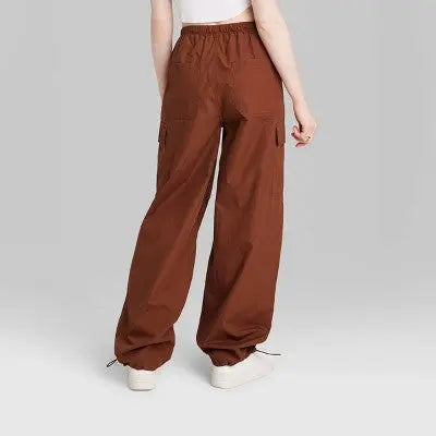 New - Wild Fable Women's Mid Rise Relaxed Fit Full Parachute Pants Lightweight Wild FableBullseye Deals