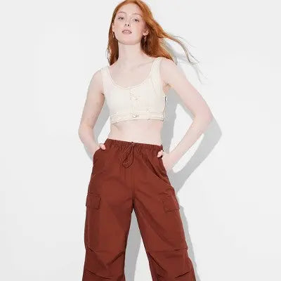 New - Wild Fable Women's Mid Rise Relaxed Fit Full Parachute Pants Lightweight Wild FableBullseye Deals