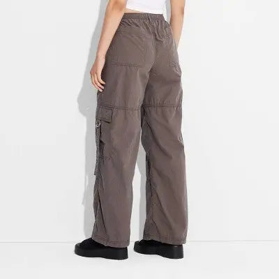 New - Wild Fable Women's Plus Mid Rise Wide Leg Relaxed Full Cargo Pants Lightweight Wild FableBullseye Deals