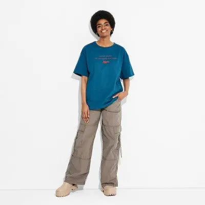 New - Wild Fable Women's Plus Mid Rise Wide Leg Relaxed Full Cargo Pants Lightweight Wild FableBullseye Deals