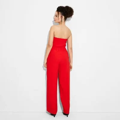 New - Wild Fable Women's Wide Leg Bandeau Jumpsuit Strapless Off Shoulder Wild FableBullseye Deals