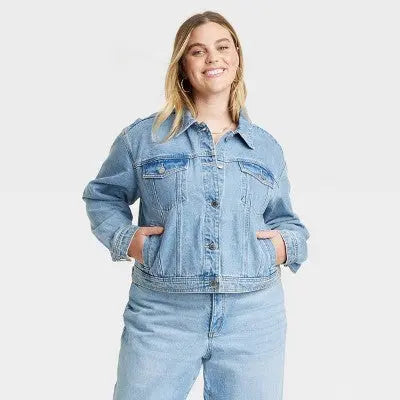 New - Women's Cropped Denim Jacket - Universal Thread Universal ThreadBullseye Deals