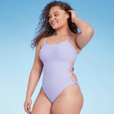 New - Women's Cut Out Knotted One Piece Swimsuit - Shade & Shore ilac Shade & ShoreBullseye Deals