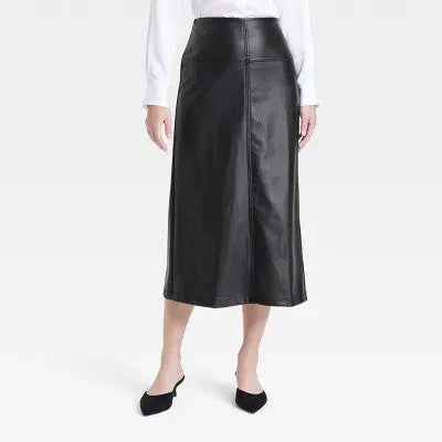 New - Women's Faux Leather Midi Skirt - A New Day A New DayBullseye Deals