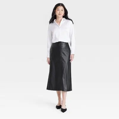 New - Women's Faux Leather Midi Skirt - A New Day A New DayBullseye Deals