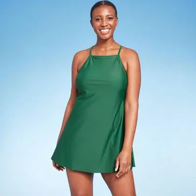 New - Women's High Neck Swim Dress - Kona Sol Dark Kona SolBullseye Deals