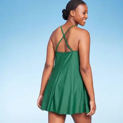 New - Women's High Neck Swim Dress - Kona Sol Dark Kona SolBullseye Deals