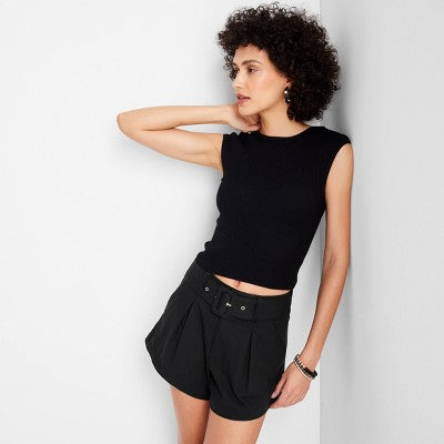 New - Future Collective with Jenee Naylor Women's Belted Shorts Relaxed Fit Woven