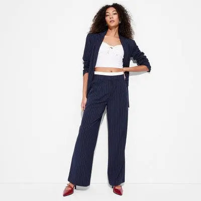 New - Women's High-Rise Wide Leg Boxer Trousers - Wild Fable Wild FableBullseye Deals