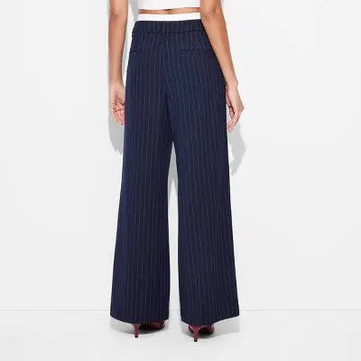 New - Women's High-Rise Wide Leg Boxer Trousers - Wild Fable Wild FableBullseye Deals