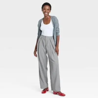 New - Women's High-Rise Wide Leg Pleated Front Trousers - A New Day A New DayBullseye Deals