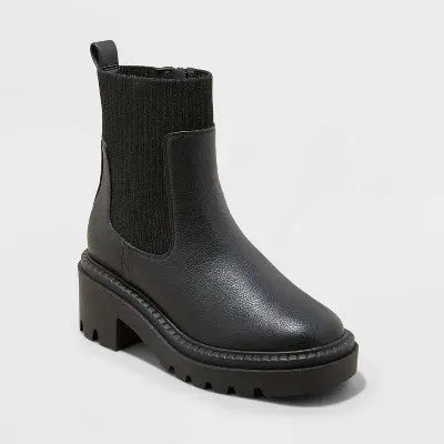 New - Women's Kyrie Chunky Heel Ankle Sock Boots with Memory Foam Insole - Universal Thread Chocolate Brown 8.5 Universal ThreadBullseye Deals