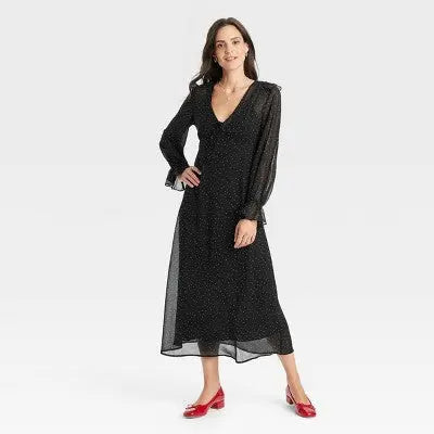 New - Women's Long Sleeve Sheer Maxi Dress - A New Day A New DayBullseye Deals