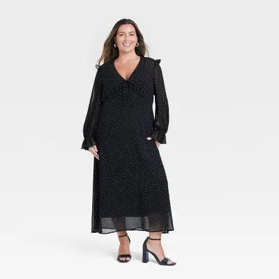 New - Women's Long Sleeve Sheer Maxi Dress - A New Day A New DayBullseye Deals