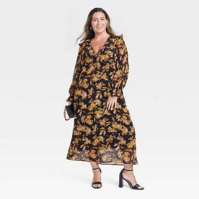 New - Women's Long Sleeve Sheer Maxi Dress - A New Day A New DayBullseye Deals