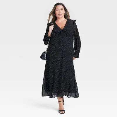 New - Women's Long Sleeve Sheer Maxi Dress - A New Day A New DayBullseye Deals