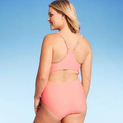 New - Women's Medium Coverage Racerback One Piece Swimsuit - Kona Sol Coral Kona SolBullseye Deals