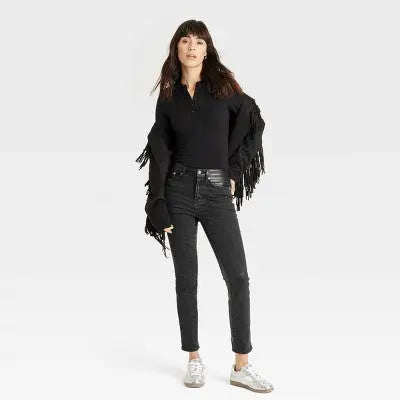 New - Women's Mid-Rise Faux Leather 80's Slim Jeans - Universal Thread Universal ThreadBullseye Deals