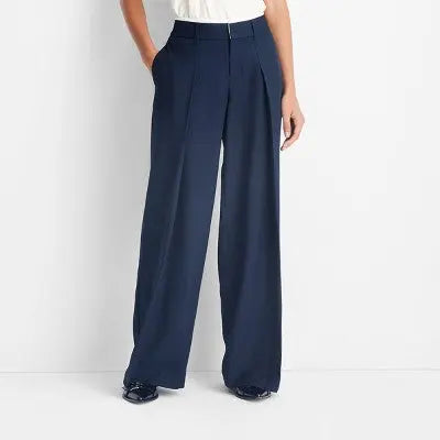 New - Women's Mid-Rise Wide Leg Contrast Waistband Trousers - Future Collective Future CollectiveBullseye Deals