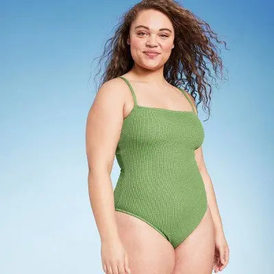 New - Women's Pucker Textured Medium Coverage One Piece Swimsuit - Shade & Shore™ Dark Shade & ShoreBullseye Deals
