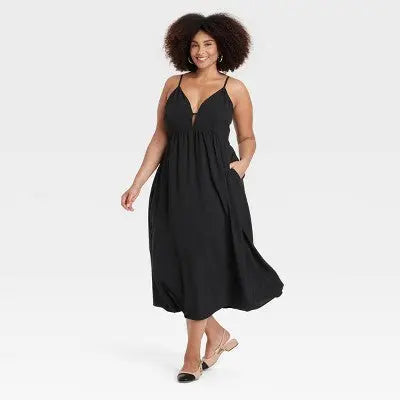 New - Women's Ruched Midi Dress - A New Day A New DayBullseye Deals