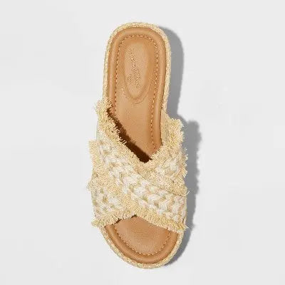 New - Women's Sally Platform Heels with Memory Foam Insole - Universal Thread Tan 7.5 Universal ThreadBullseye Deals