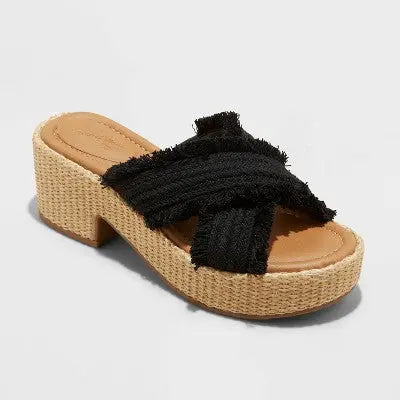 New - Women's Sally Platform Heels with Memory Foam Insole - Universal Thread Tan 7.5 Universal ThreadBullseye Deals