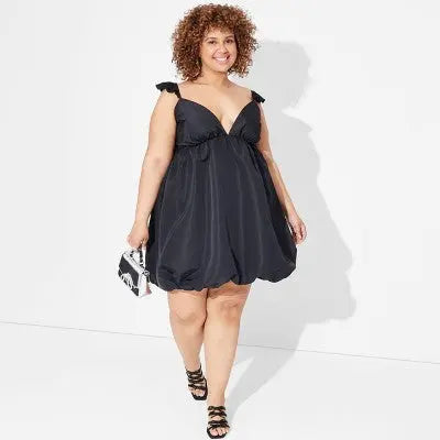 New - Women's Satin Flutter Cap Sleeve Mini Bubble Dress - Wild Fable Wild FableBullseye Deals