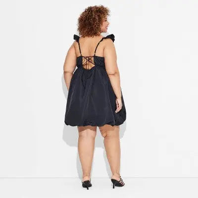 New - Women's Satin Flutter Cap Sleeve Mini Bubble Dress - Wild Fable Wild FableBullseye Deals