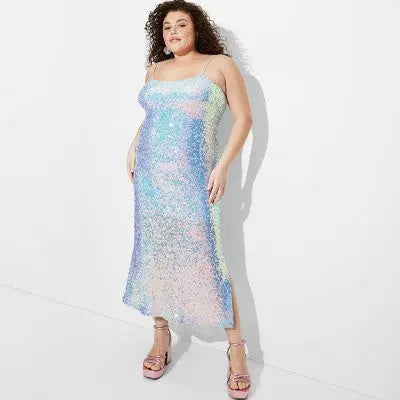 New - Women's Sequin Slip Midi Tank Dress - Wild Fable Light Wild Fable