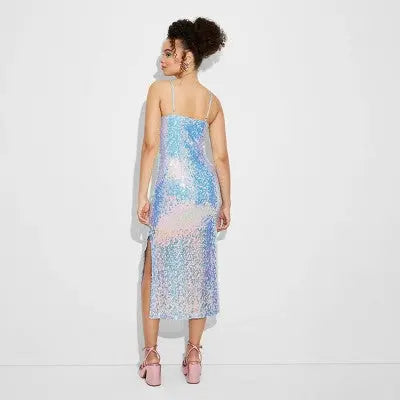 New - Women's Sequin Slip Midi Tank Dress - Wild Fable Light Wild Fable