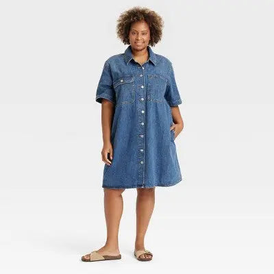 New - Women's Short Sleeve Mini Shirtdress - Universal Thread Universal ThreadBullseye Deals