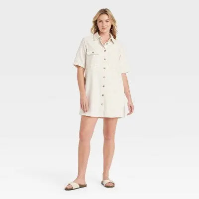 New - Women's Short Sleeve Mini Shirtdress - Universal Thread Universal ThreadBullseye Deals