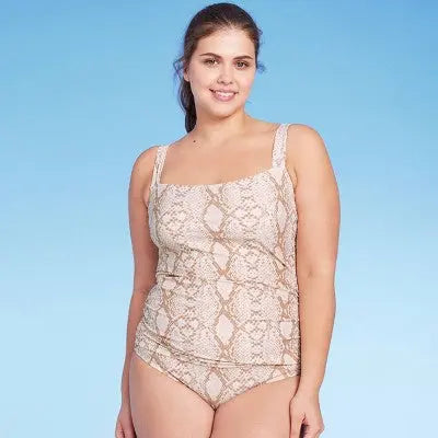 New - Women's Square Neck Ruched Medium Coverage One Piece Swimsuit - Kona Sol Multi Kona SolBullseye Deals