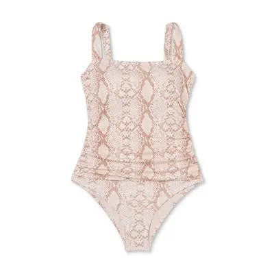 New - Women's Square Neck Ruched Medium Coverage One Piece Swimsuit - Kona Sol Multi Kona SolBullseye Deals