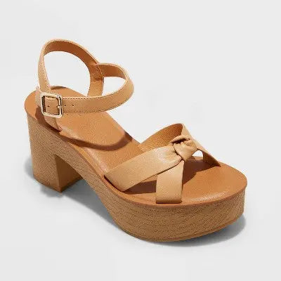 New - Women's Valerie Platform Heels - Universal Thread Tan 7 Universal ThreadBullseye Deals