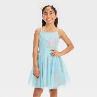 New - Zenzi Girls' Sleeveless Floral Dress - Aqua Blue L ZENZIBullseye Deals