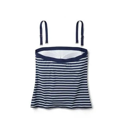 New - ands' End Women's UPF 50 Striped Bandeau Tankini Top Lands' End