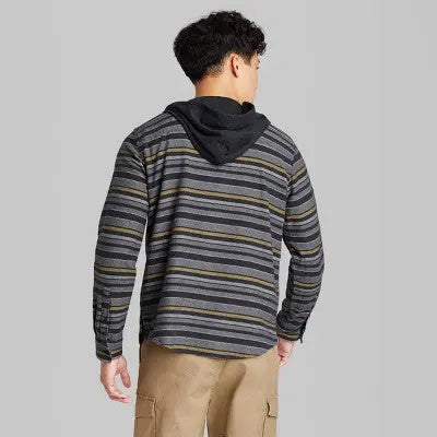 New - en's Striped Hooded Button-Down Shirt - Original Use Original UseBullseye Deals